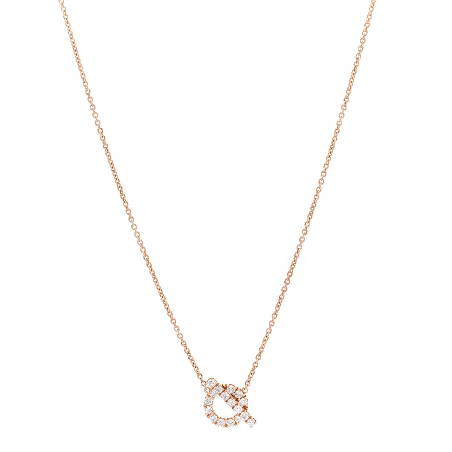 Hermes 18K Rose Gold Diamond Finesse Pendant Necklace 1 of 5