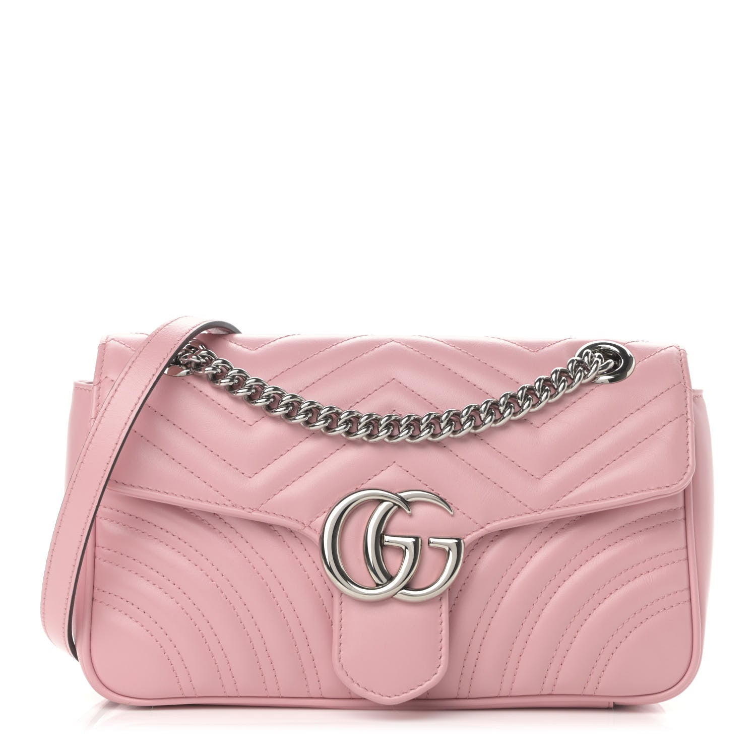 Gucci Calfskin Matelasse Small GG Marmont Shoulder Bag Wild Rose 1 of 13