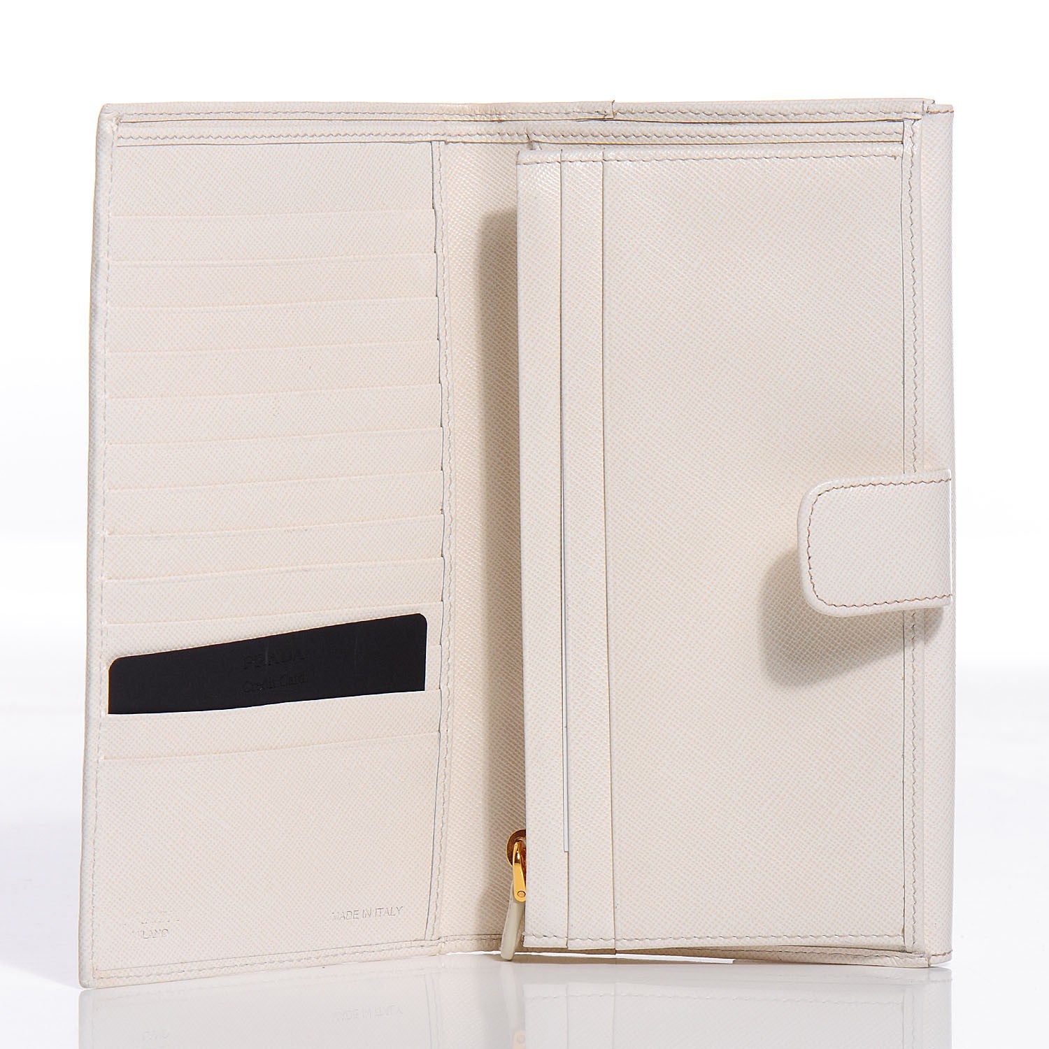 Prada Saffiano Metal Continental Wallet Talco 5 of 9