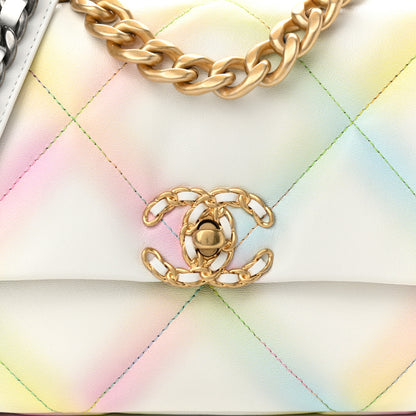 Chanel Printed Goatskin Quilted Medium Chanel 19 Flap White Multicolor 10 of 10