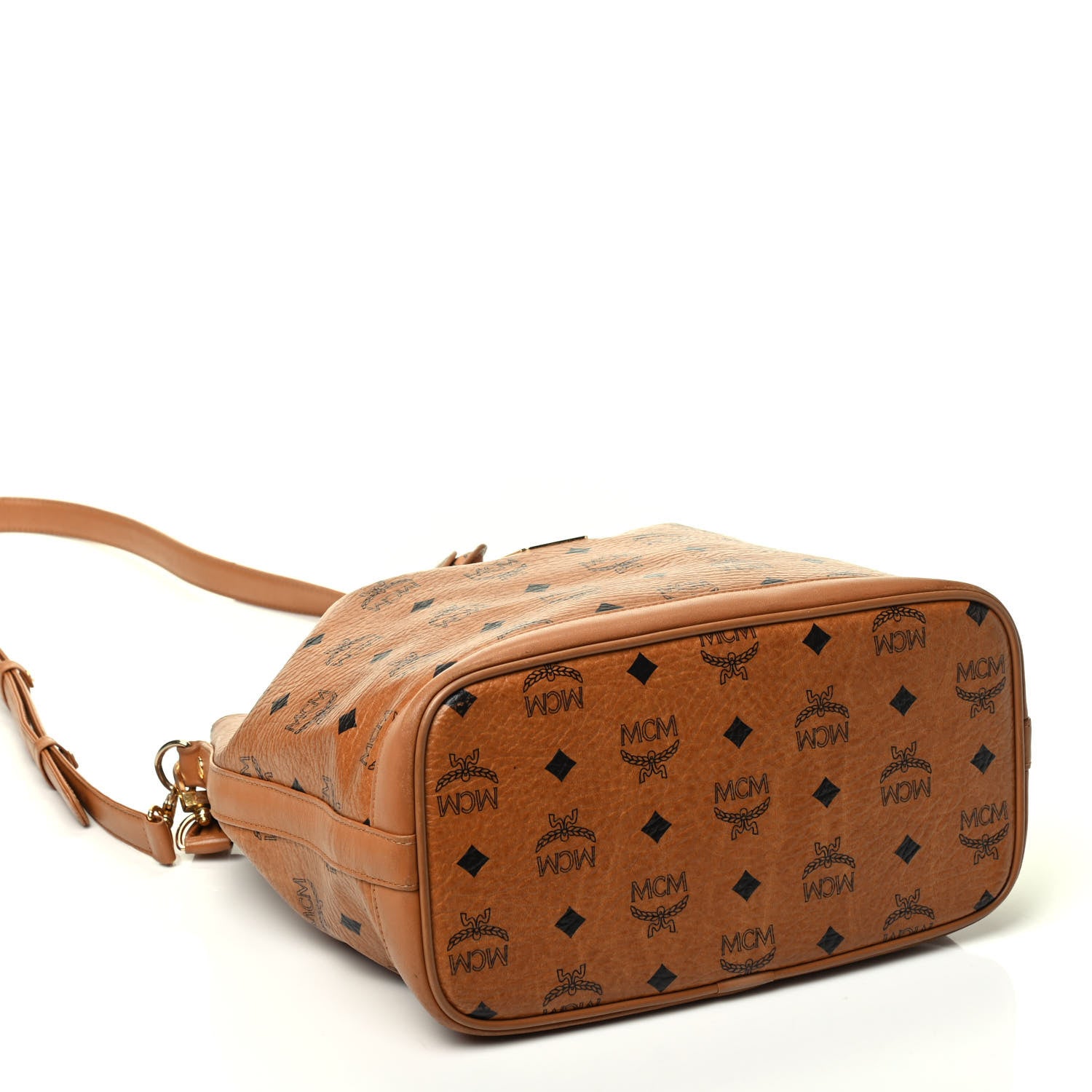 MCM Visetos Drawstring Bucket Bag Cognac 4 of 9