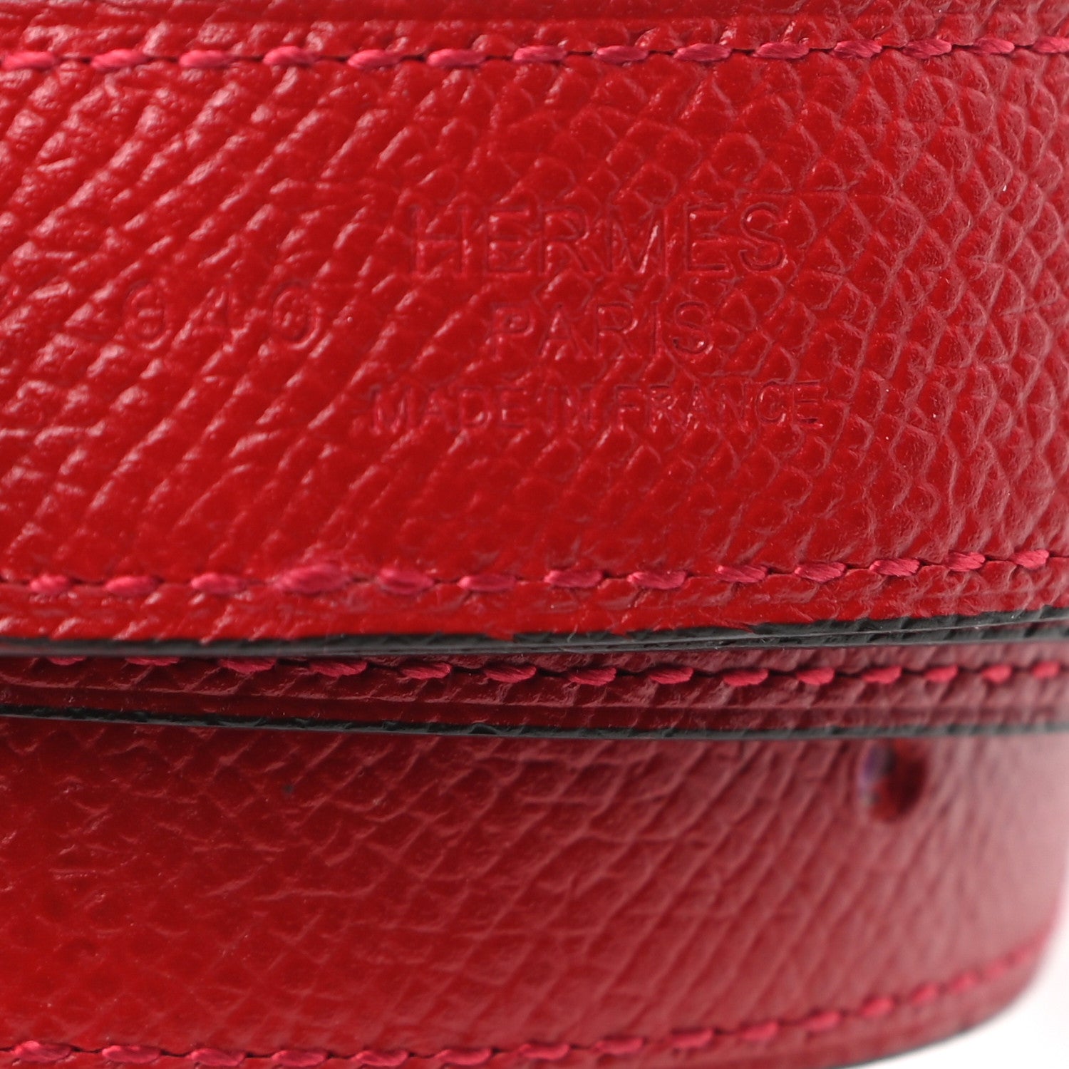 Hermes Epsom Swift 24mm Belt Strap 85 Rouge Casaque Magnolia 3 of 5