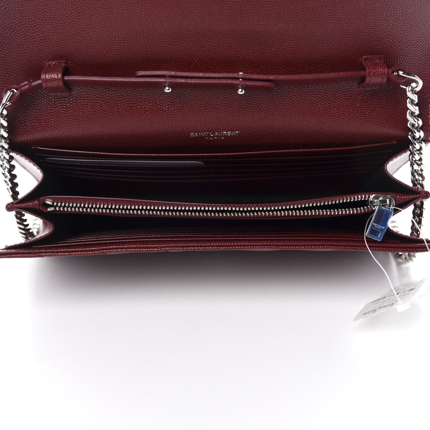 Grain De Poudre Matelasse Chevron Monogram Chain Wallet Palissandre