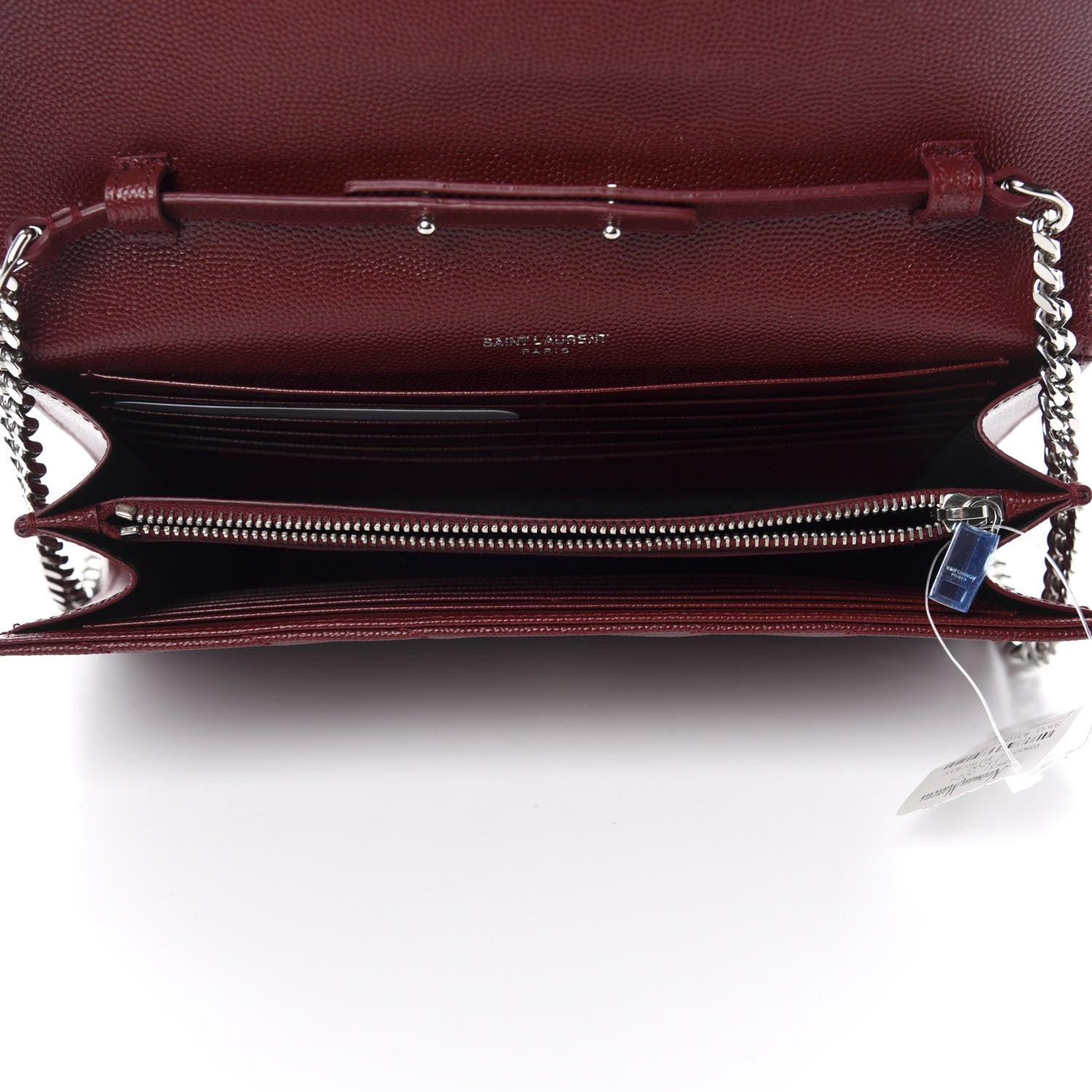 Saint Laurent Grain De Poudre Matelasse Chevron Monogram Chain Wallet Palissandre 5 of 10