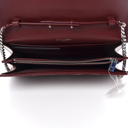 Saint Laurent Grain De Poudre Matelasse Chevron Monogram Chain Wallet Palissandre 5 of 10