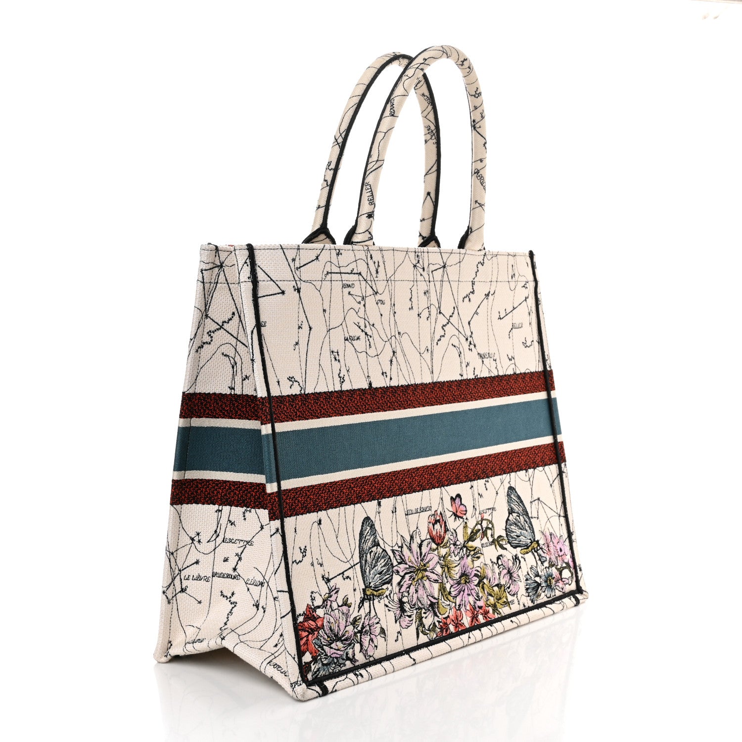 Christian Dior Canvas Embroidered Large Zodiac Book Tote Latte Multicolor 3 of 10