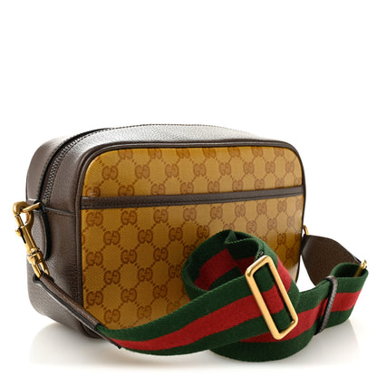 Gucci X ADIDAS Crystal Vintage Monogram Textured Dollar Calfskin Web Trefoil Logo Small Messenger Bag Mid Natural Nut Off White New Acero 3 of 11