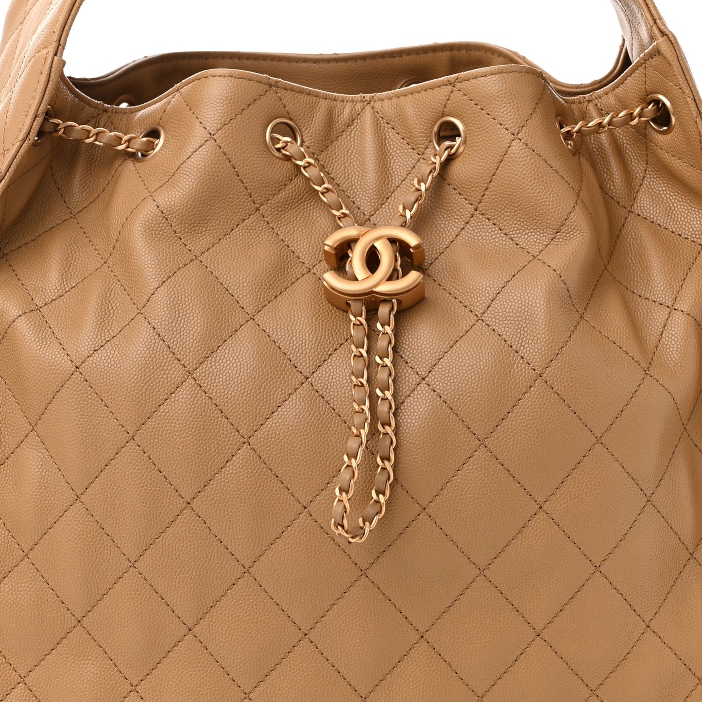 Caviar Quilted Medium Chanel 25 Handbag Dark Beige