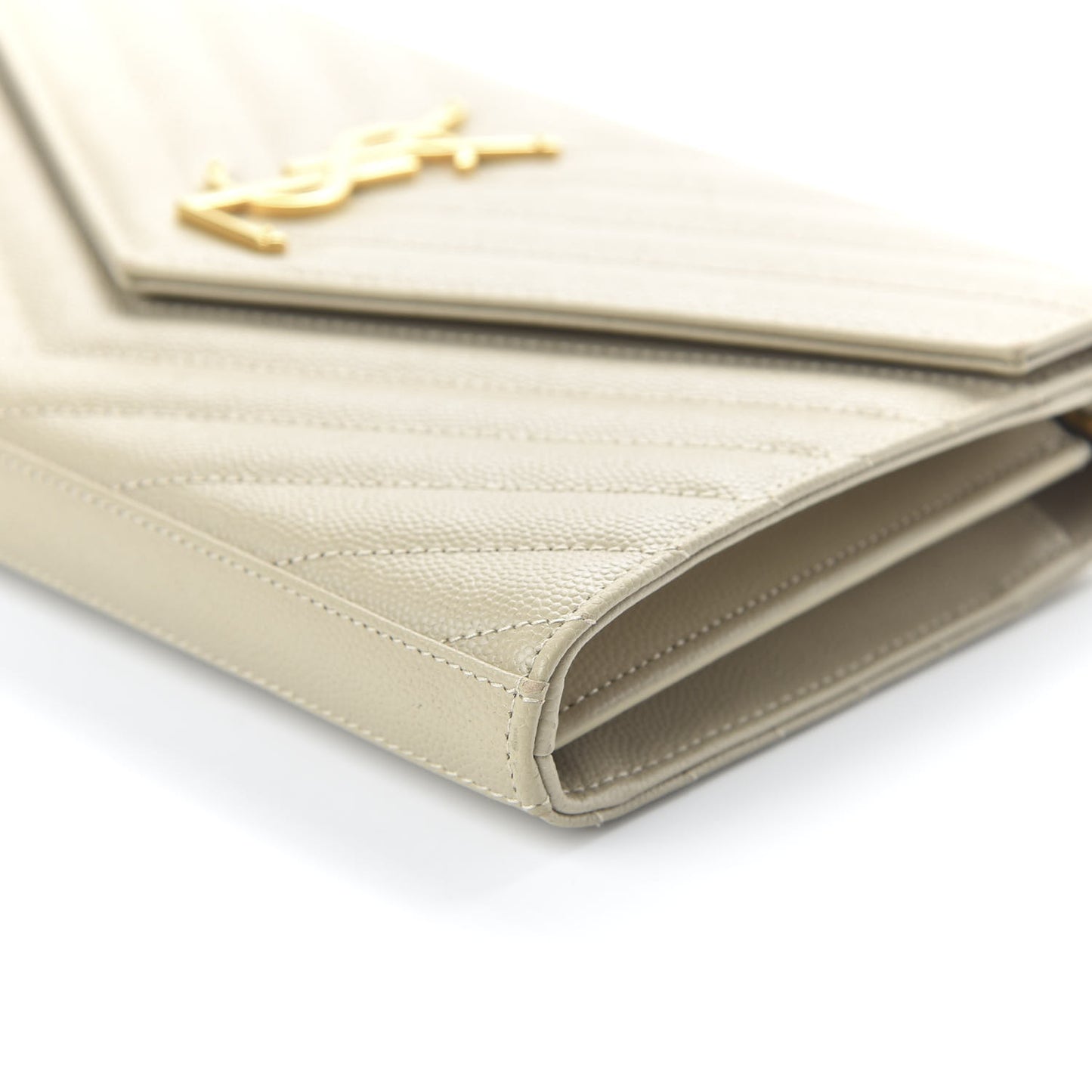Grain De Poudre Matelasse Chevron Monogram Envelope Chain Wallet Nude Powder