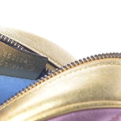 Gucci Metallic Calfskin Matelasse Mini GG Marmont Round Shoulder Bag Gold Pink 7 of 10