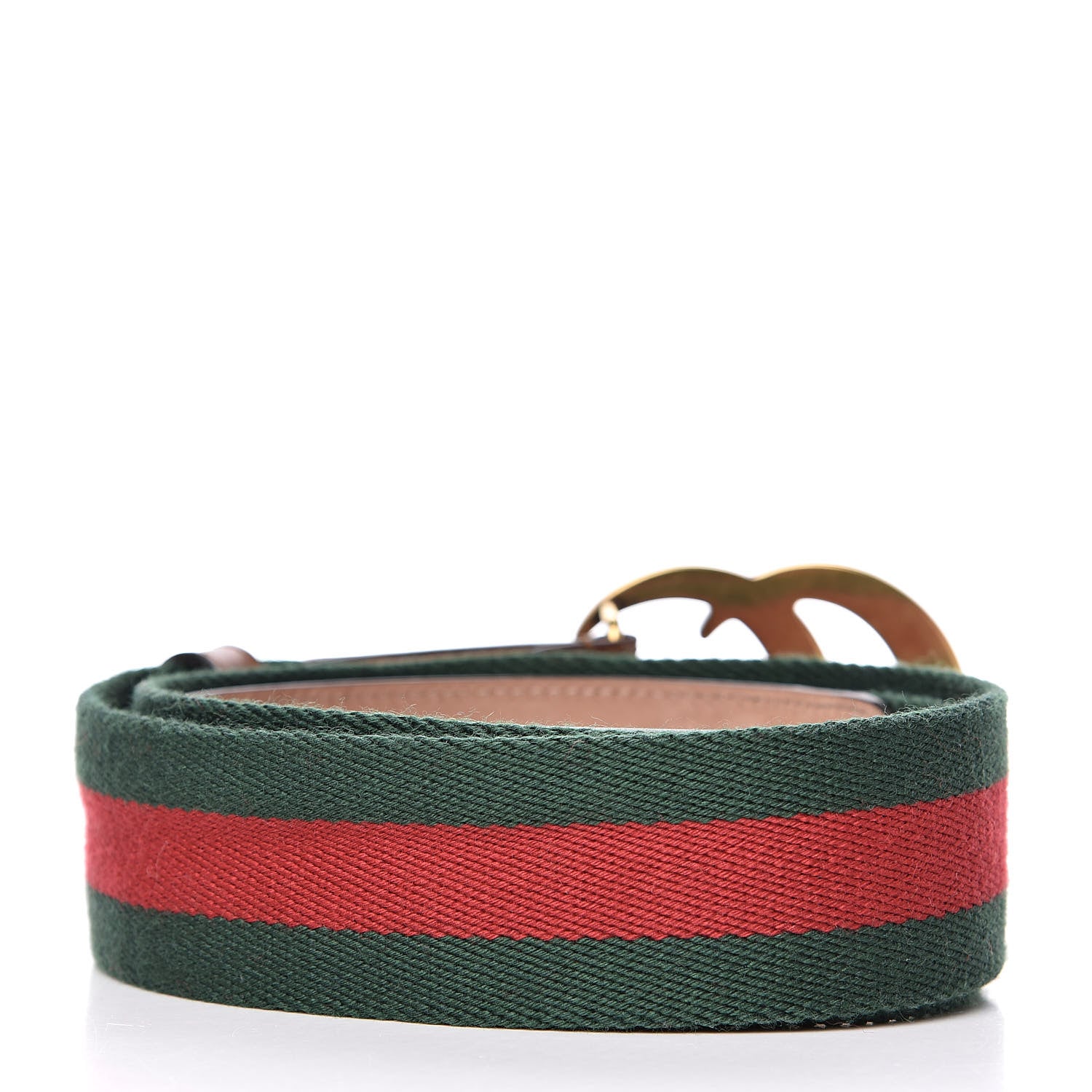 Gucci Nylon Calfskin Double G Web 40mm Belt 90 36 Green Red Cuir 3 of 6