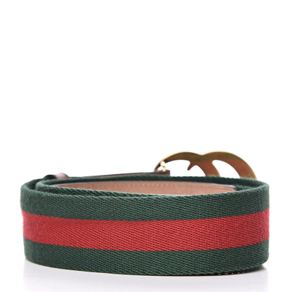 Gucci Nylon Calfskin Double G Web 40mm Belt 90 36 Green Red Cuir 3 of 6