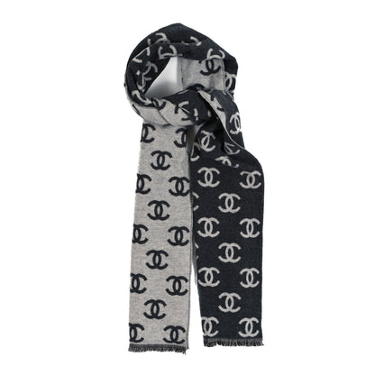 Chanel Wool Cashmere CC Scarf Grey 1 of 3