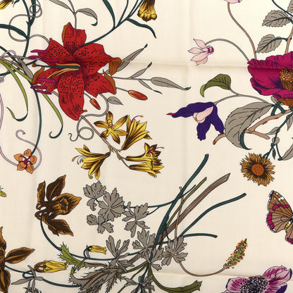 Gucci Silk Flora Gothic Square Scarf Ivory Red 5 of 5