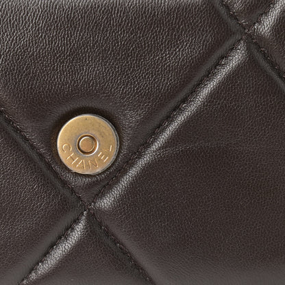 Chanel Shiny Goatskin Quilted Chanel 19 Wallet On Chain WOC Dark Brown 13 of 15
