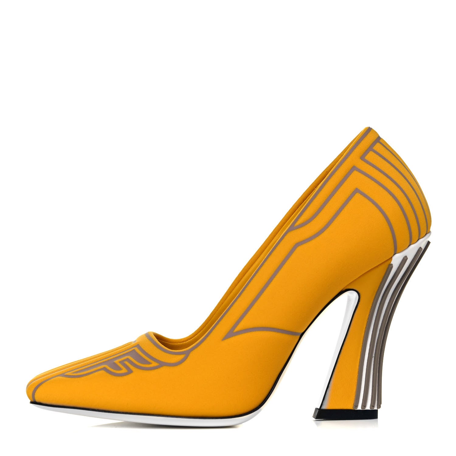 Fendi Stretch Fabric FFreedom Decollette Pumps 36 Rabat Desert 1 of 7