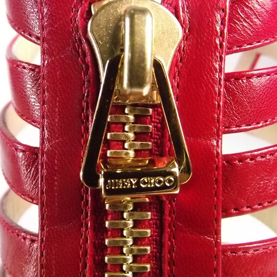 Leather Glenys Cage Platform Sandals 39 Red