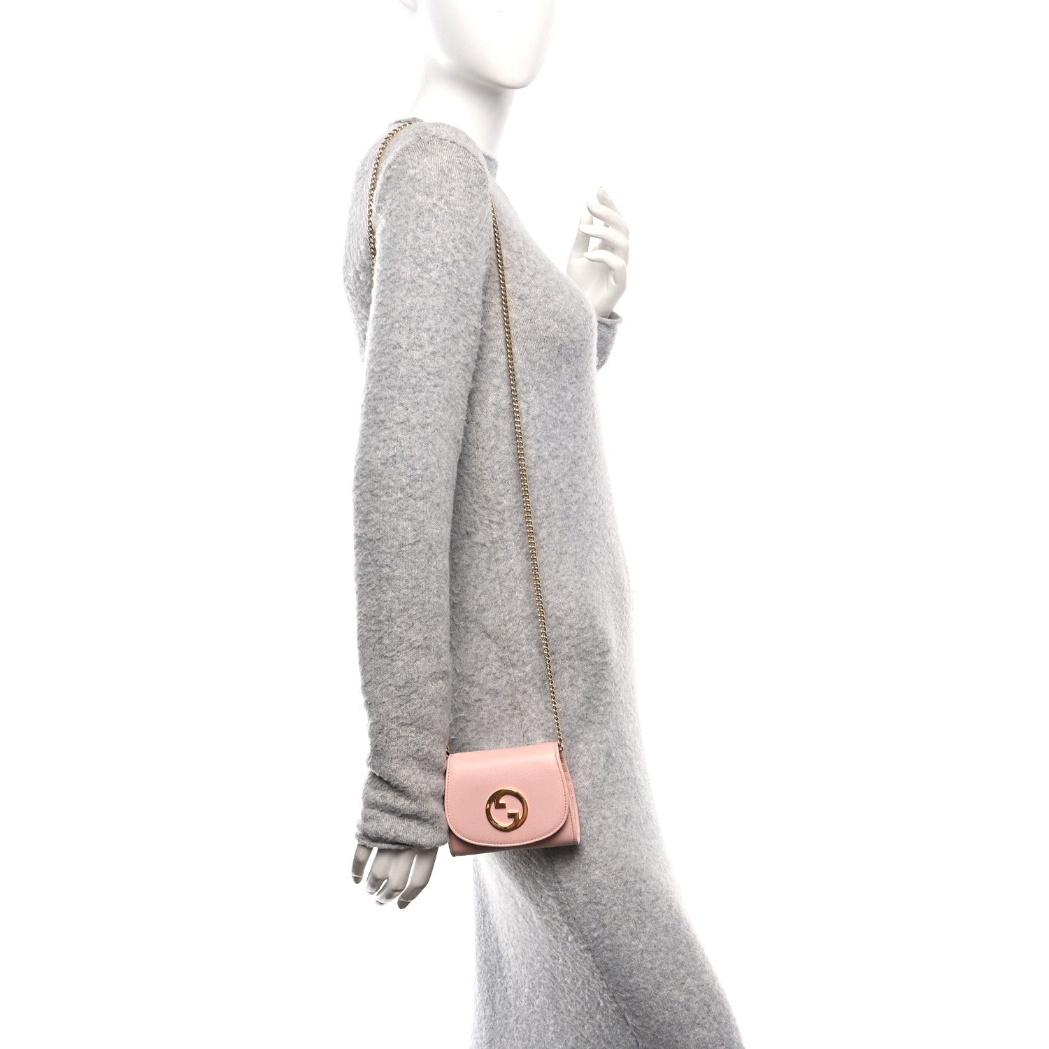 Gucci Roxy Calfskin Medium Blondie Chain Wallet Powder Pink 2 of 9