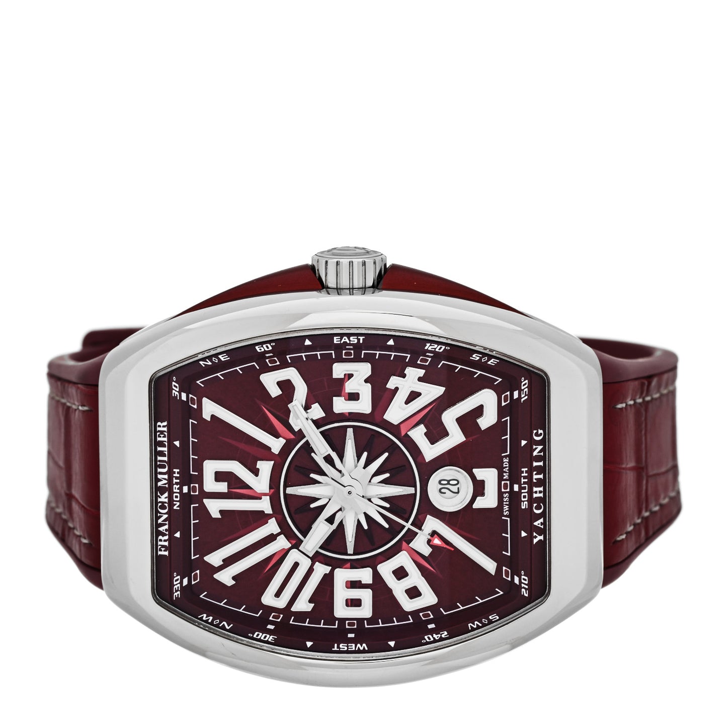 Stainless Steel Alligator 43mm Vanguard Yachting Automatic Watch Burgundy V43SCDT