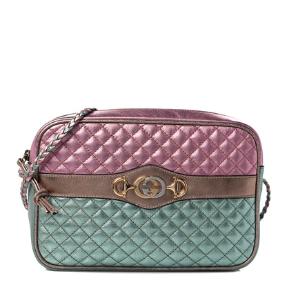 Gucci Laminated Nappa Trapuntata Small Zumi Shoulder Bag Rosa Lago Rame 1 of 11
