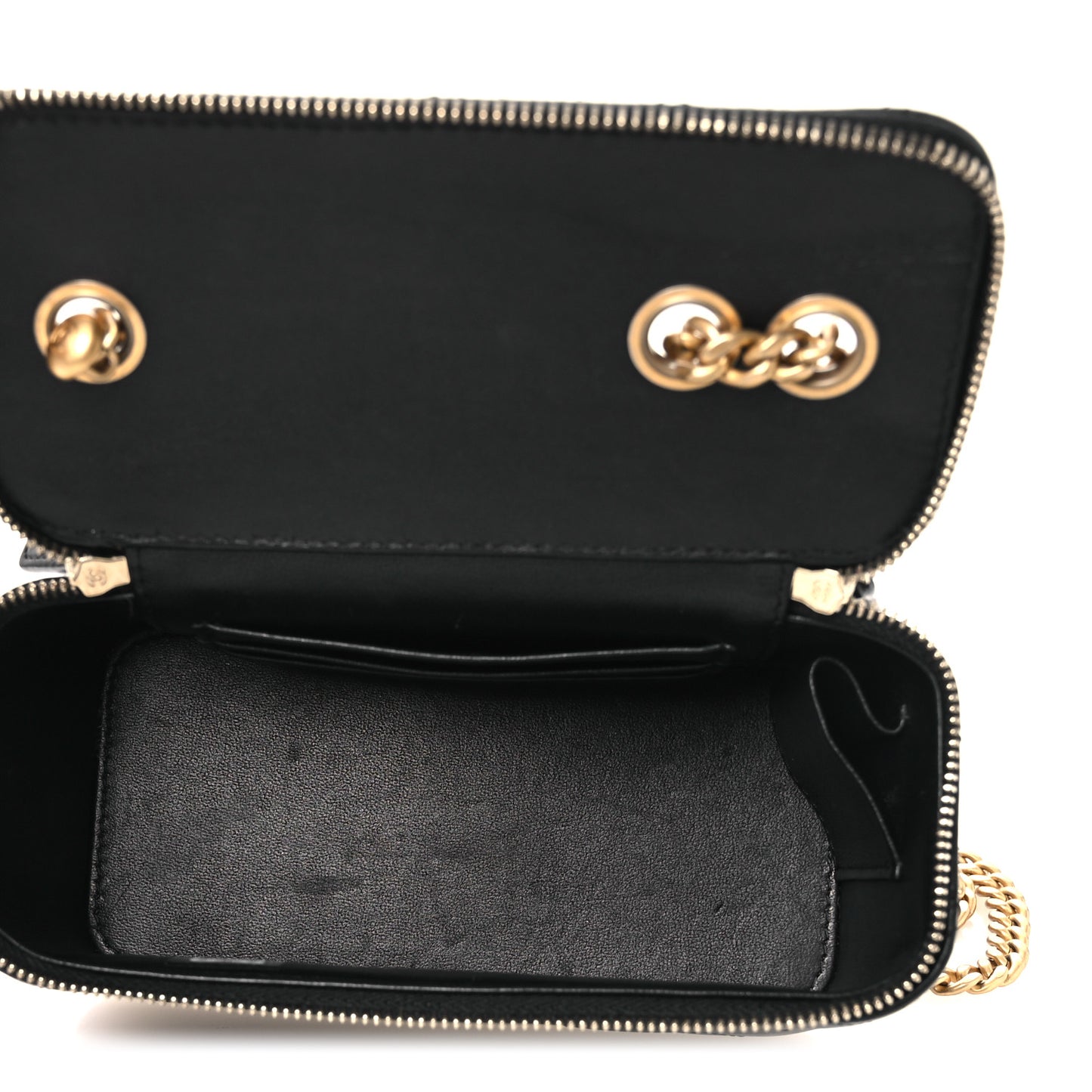 Lambskin Quilted Small Pillow Crush Vanity Case With Chain Black