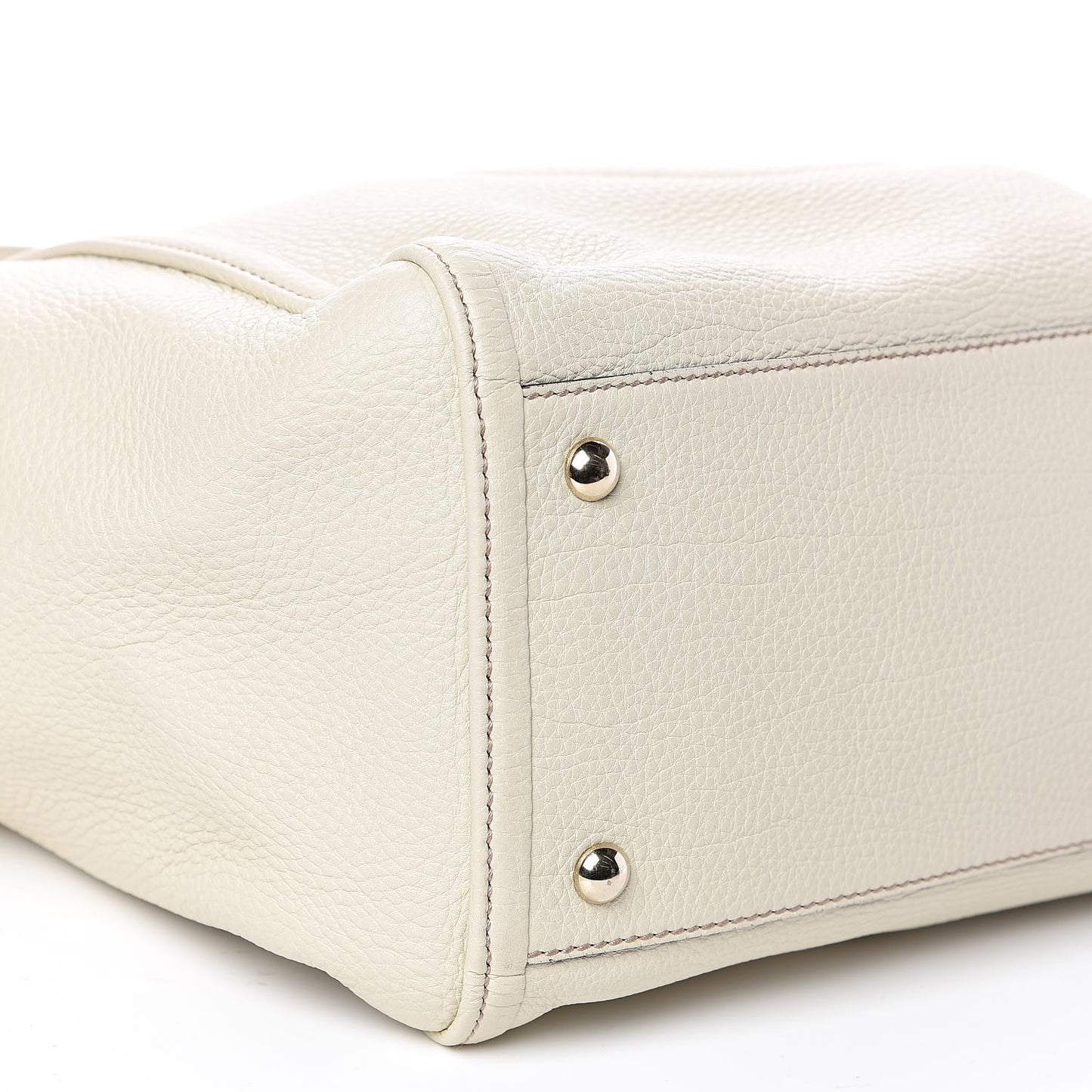 Pebbled Calfskin Medium Soho Shoulder Bag Off White