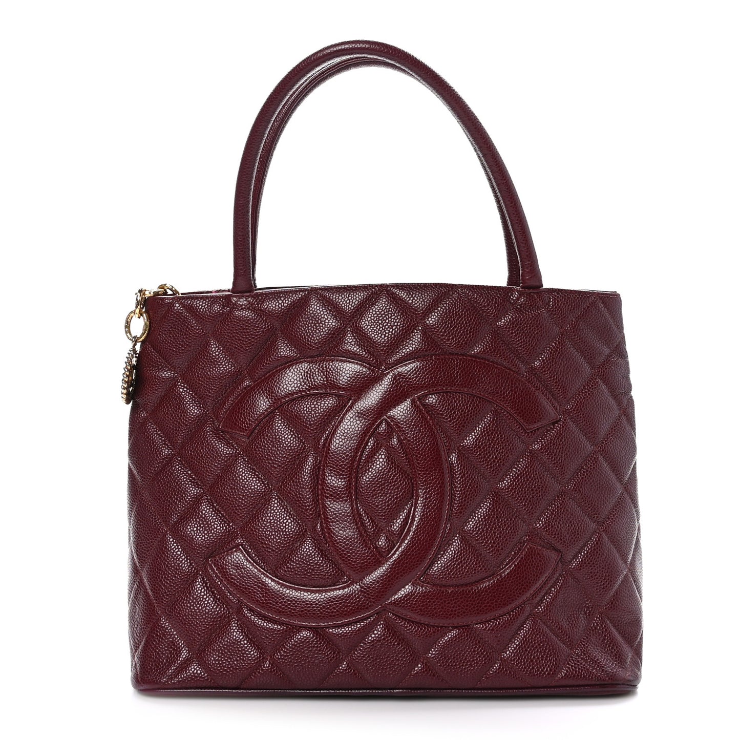 Caviar Quilted Medallion Tote Bordeaux