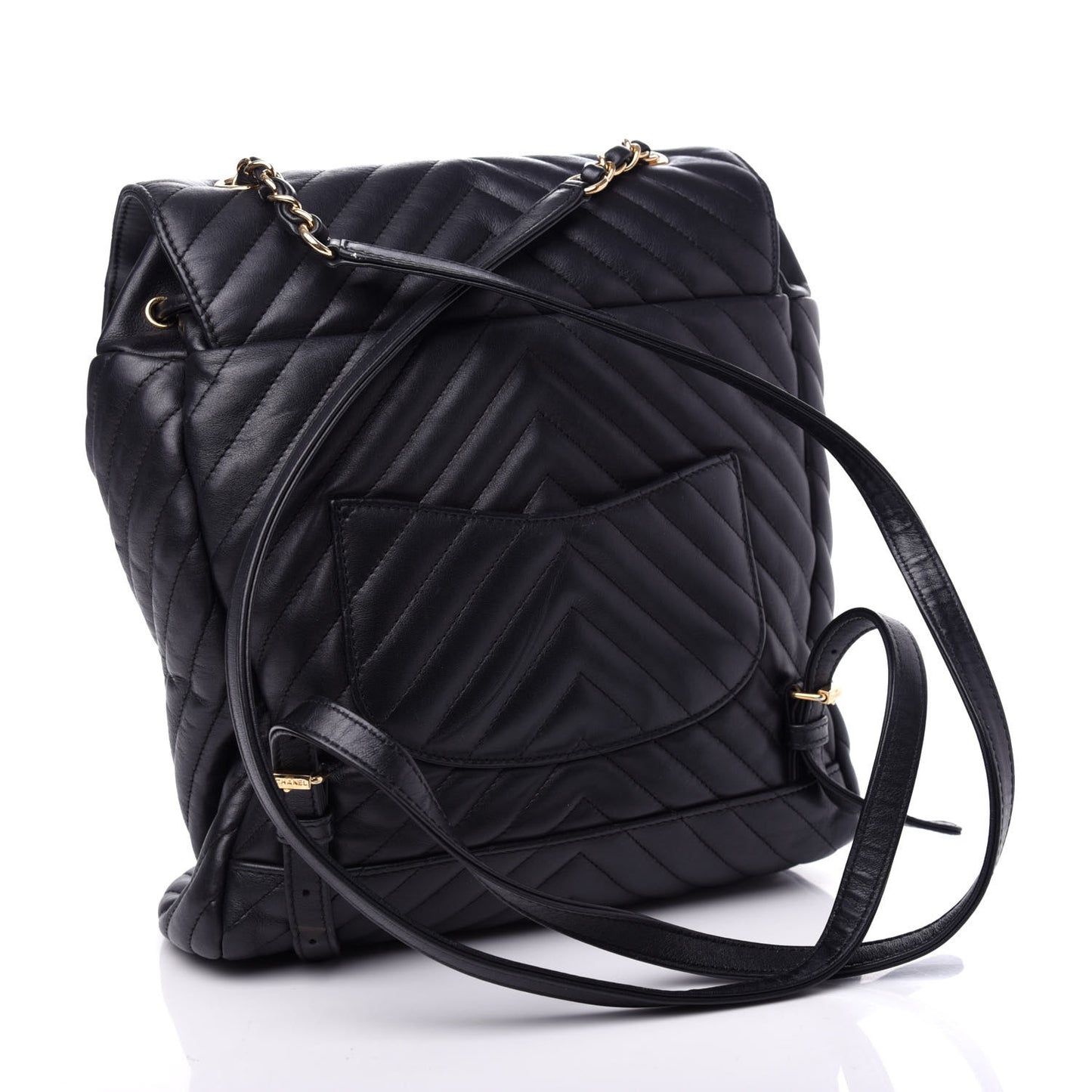 Calfskin Chevron Quilted Large Urban Spirit Backpack Black
