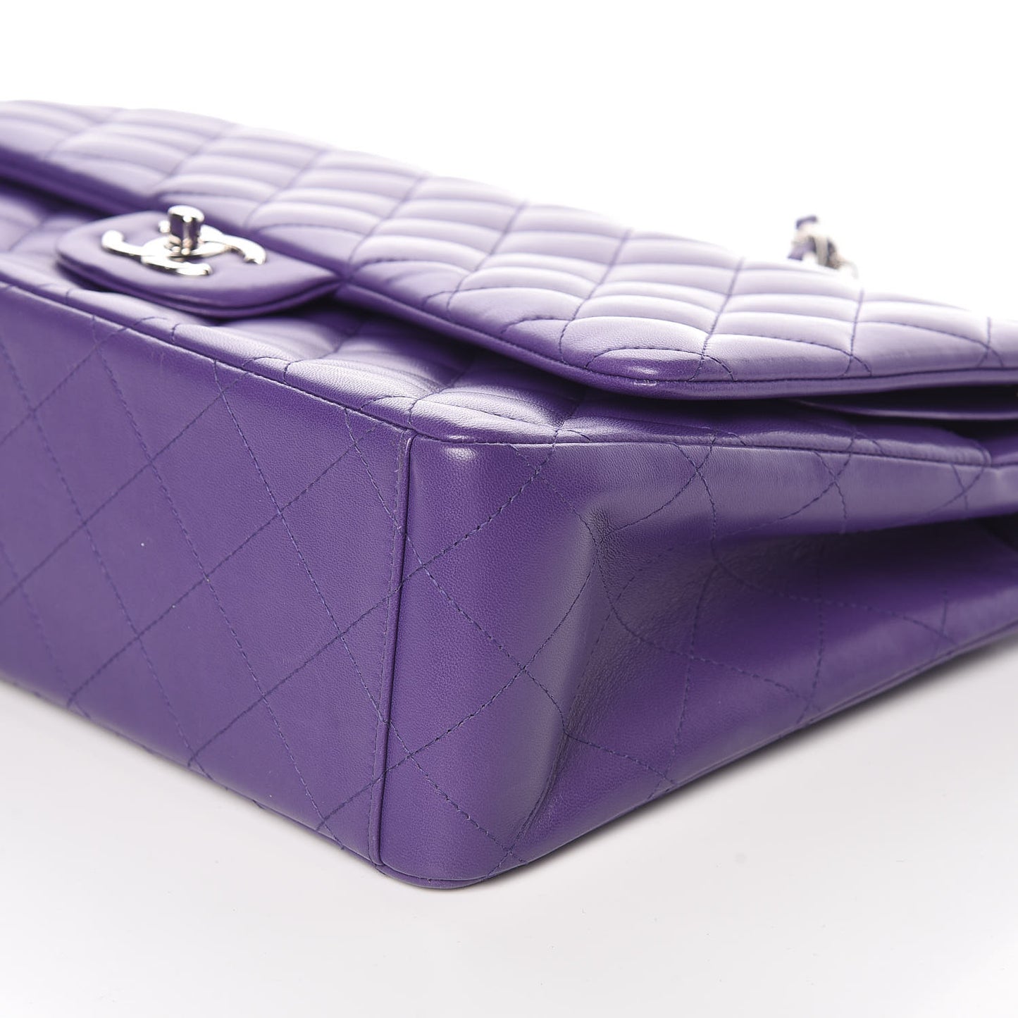 Lambskin Quilted Maxi Double Flap Purple