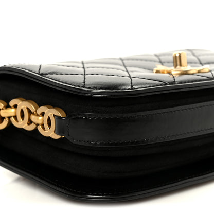 Chanel Shiny Calfskin Quilted Suede Goatskin Mini Messenger Black 10 of 11