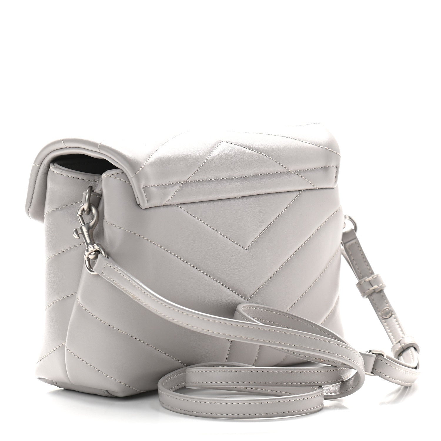 Saint Laurent Calfskin Y Quilted Monogram Toy Loulou Satchel Granite 2 of 9