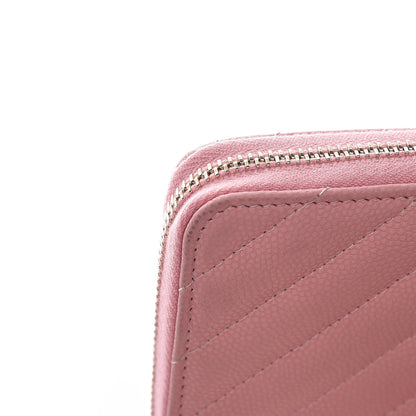 Chanel Caviar Chevron Quilted Medium Zip Around Wallet Pink 10 of 11