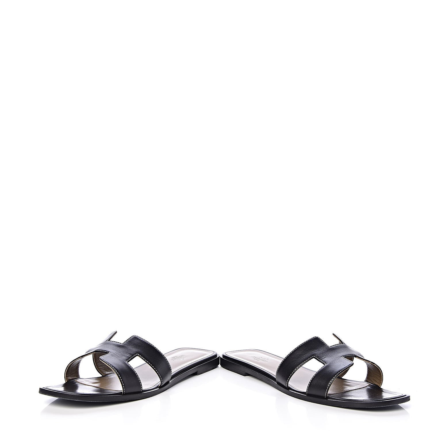 Hermes Box Calfskin Oran Sandals 41 Black 6 of 11