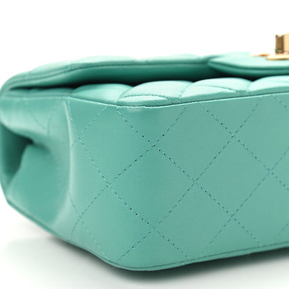 Chanel Lambskin Quilted Mini Rectangular Flap Turquoise 9 of 13