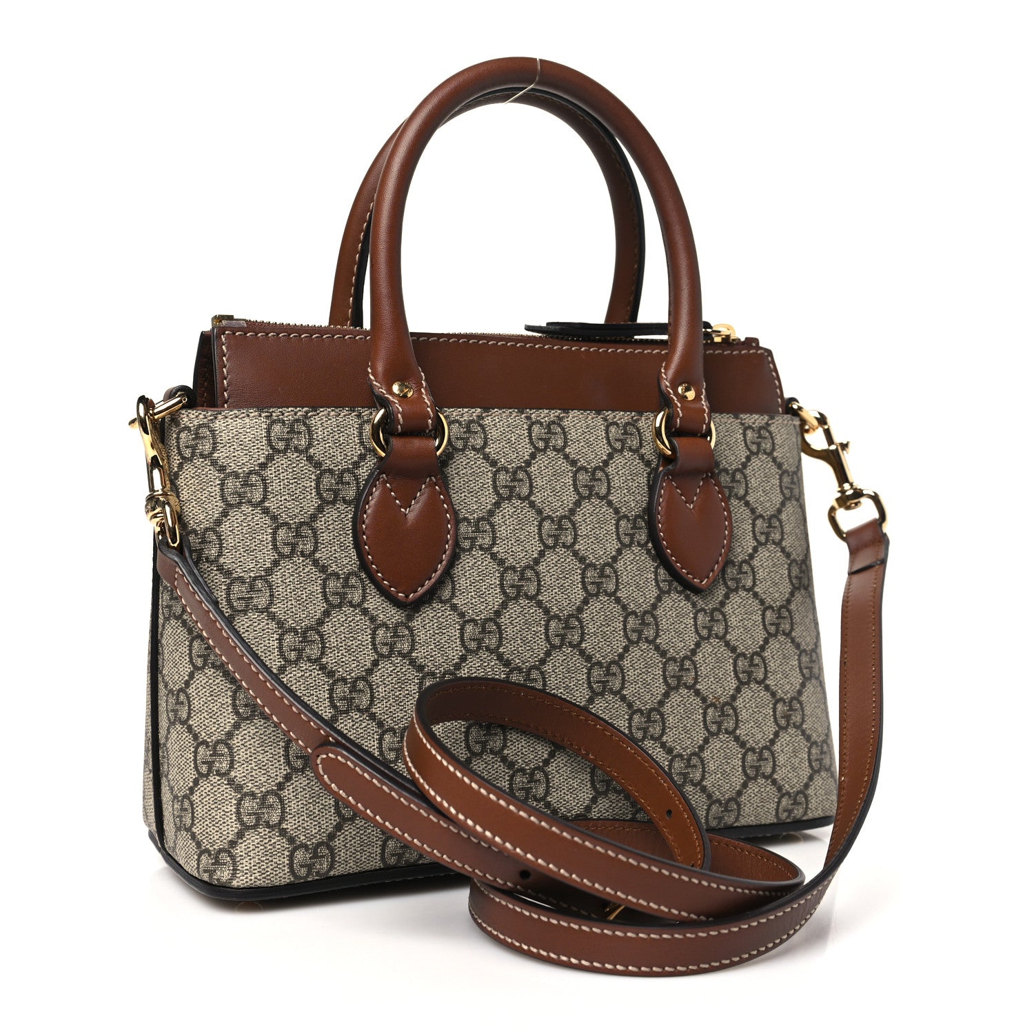 Gucci GG Supreme Monogram Mini Zip Top Tote Beige Tuscany 3 of 10