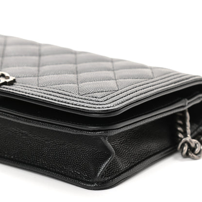 Chanel Caviar Quilted Boy Wallet On Chain WOC Black 6 of 13