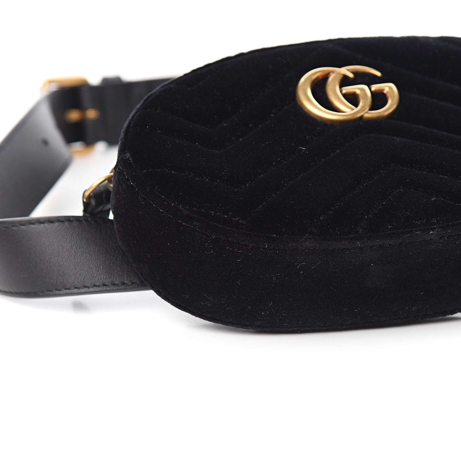 Gucci Velvet Matelasse GG Marmont Belt Bag 85 34 Black 7 of 8