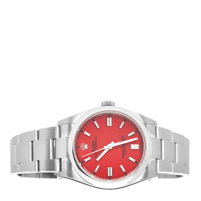Rolex Stainless Steel 36mm Oyster Perpetual Watch Coral Red 126000 2 of 5