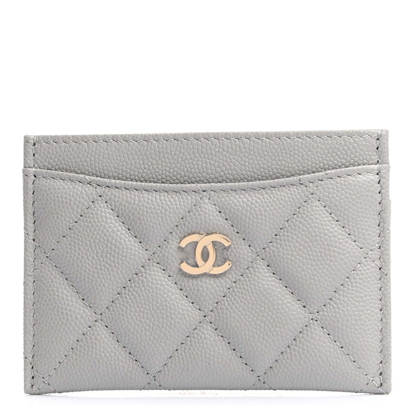 Caviar Quilted Card Holder Grey