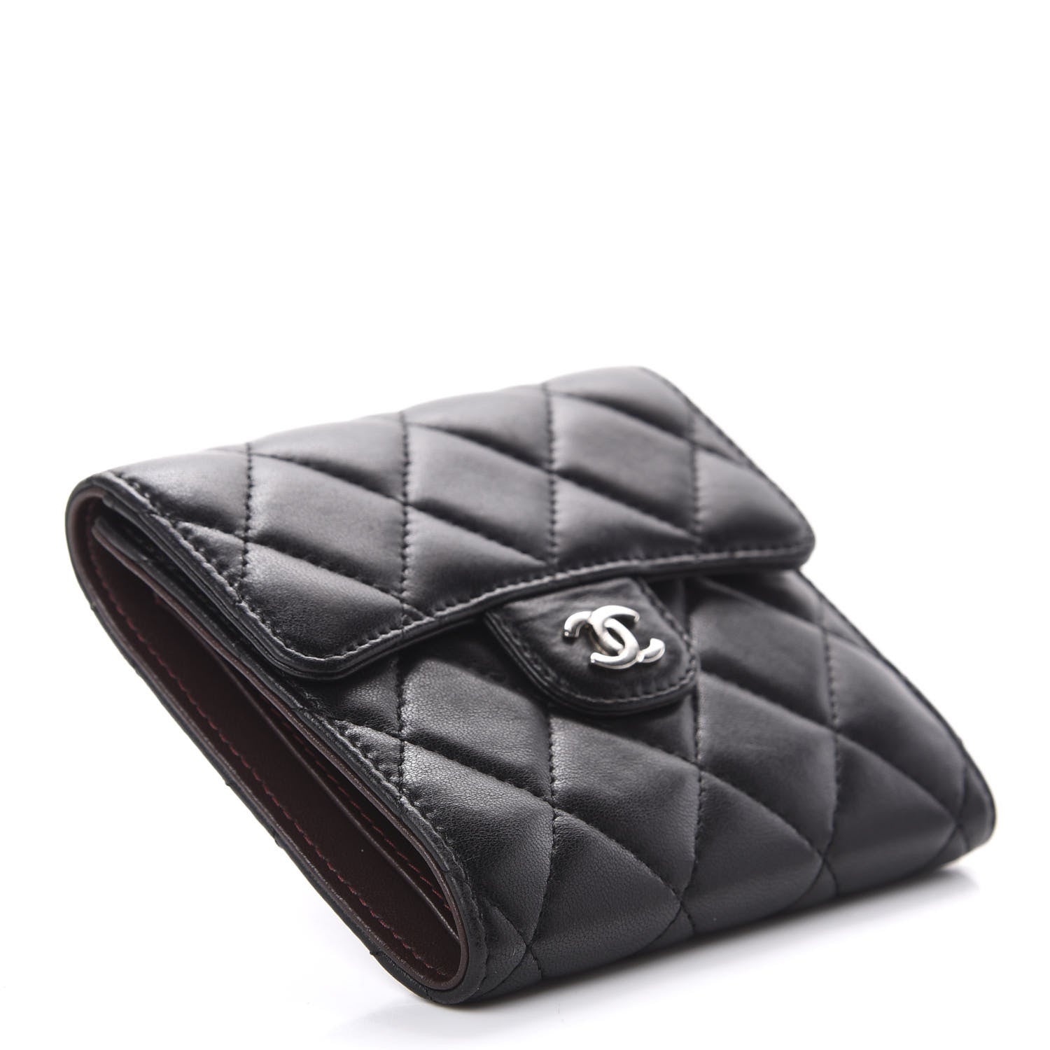 Chanel Lambskin Quilted Compact Flap Wallet Black 4 of 8