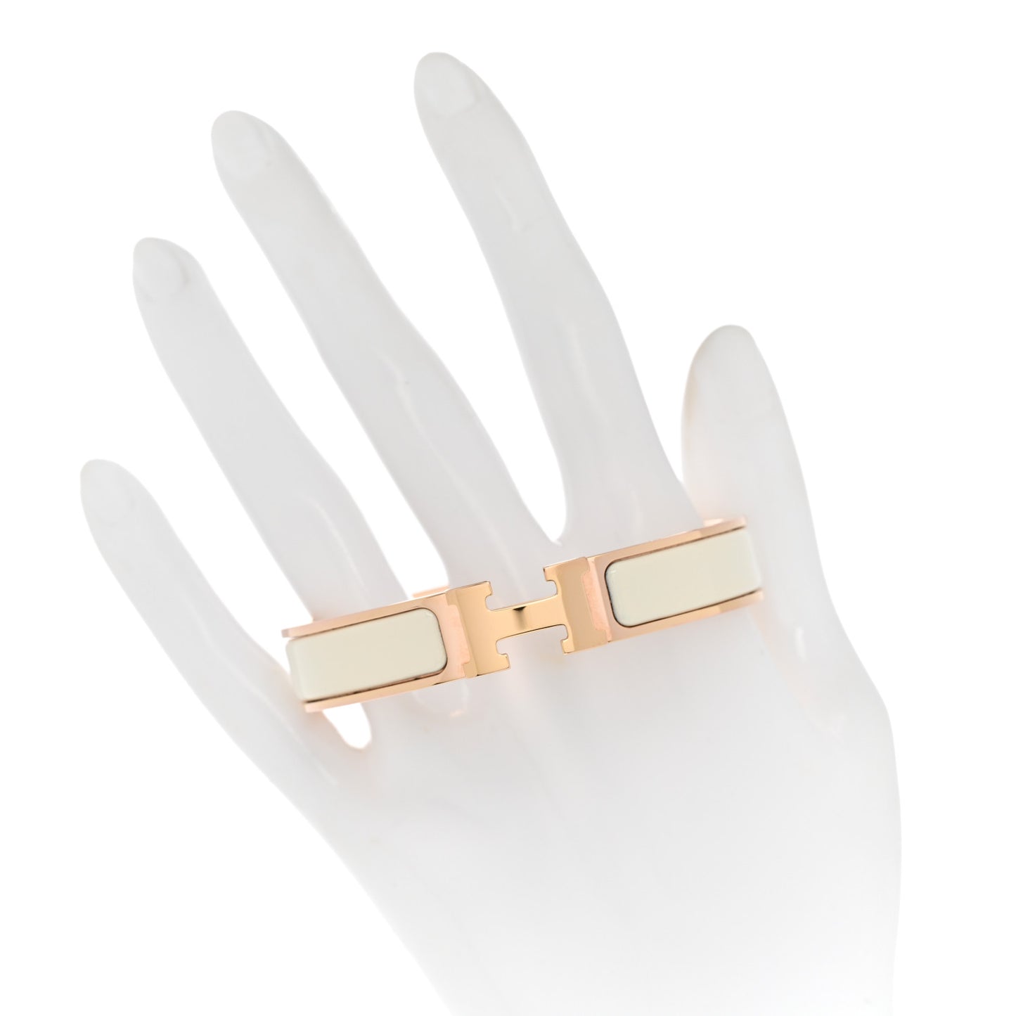 Enamel Narrow Clic Clac H Bracelet PM Craie