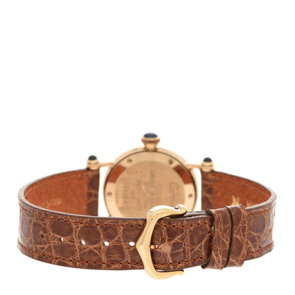 Cartier 18K Yellow Gold Alligator 28mm Diabolo Quartz Watch Brown 3 of 5