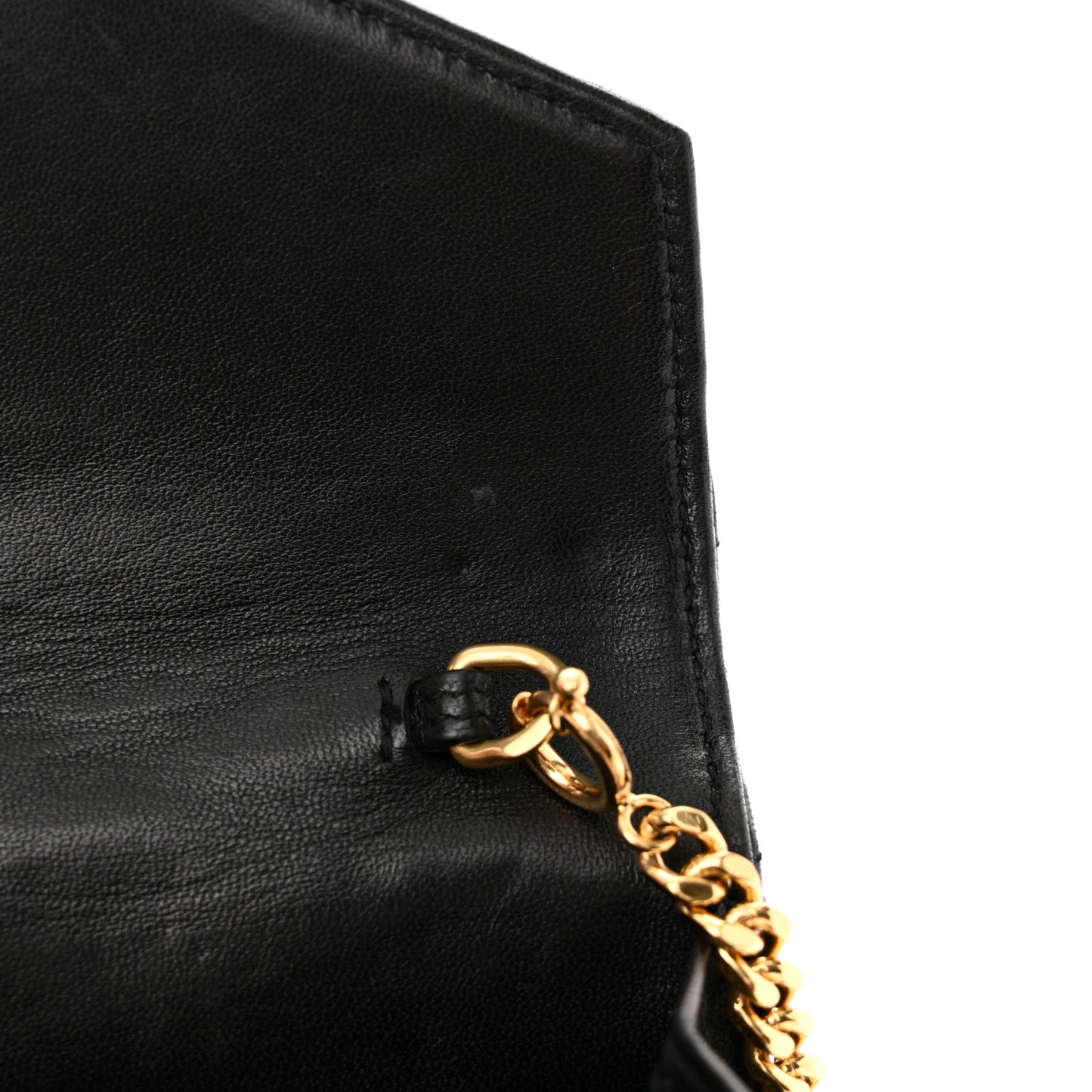 Matelasse Chevron Monogram Envelope Chain Wallet Black