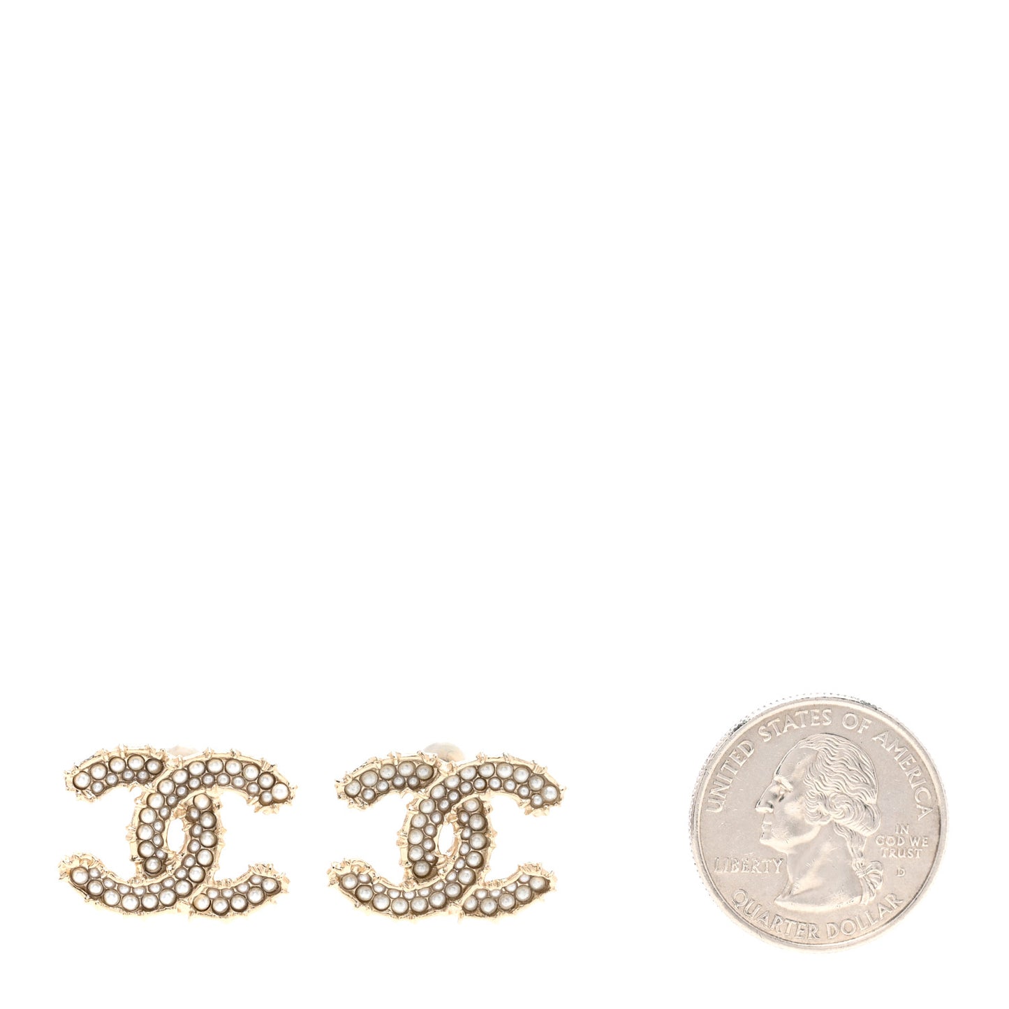 Pearl CC Camellia Express Stud Earrings Gold