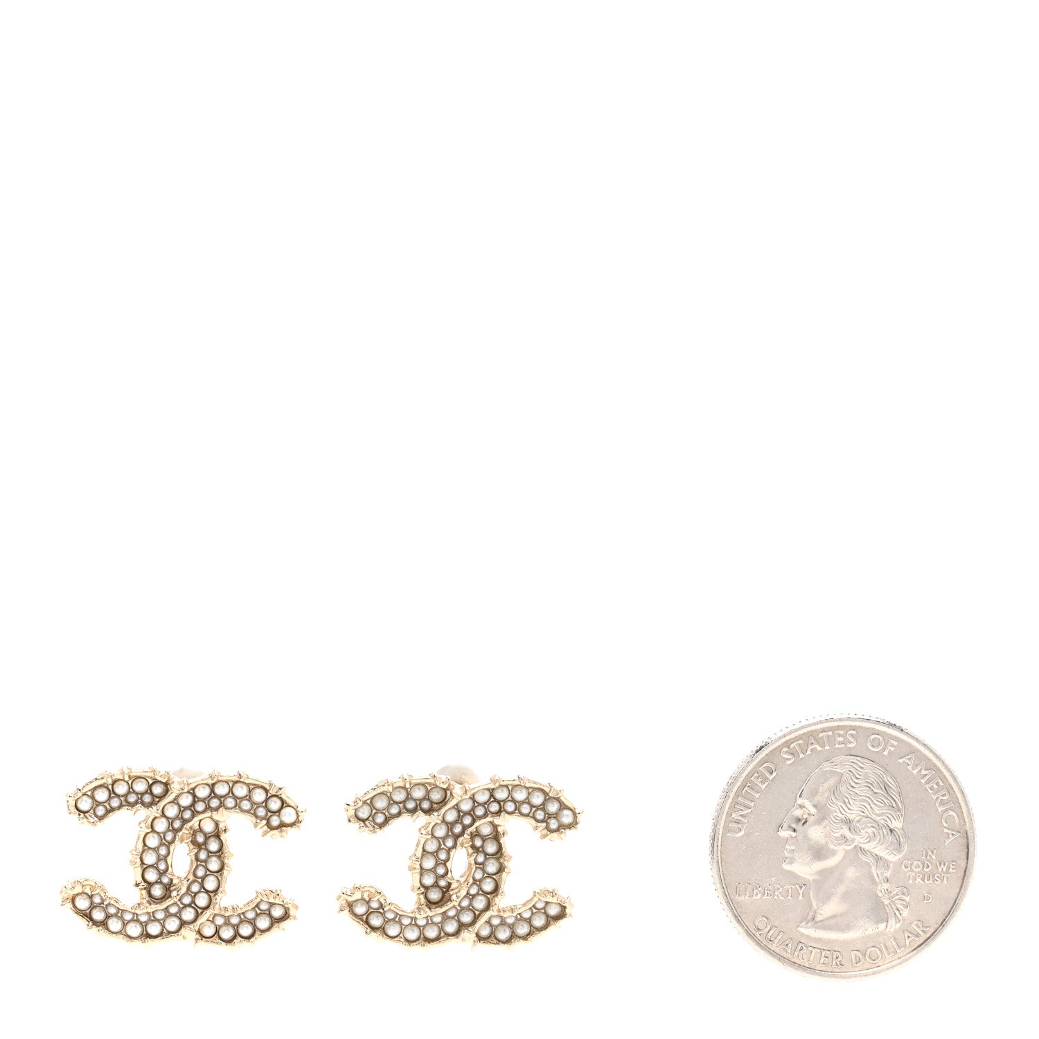 Chanel Pearl CC Camellia Express Stud Earrings Gold 2 of 5