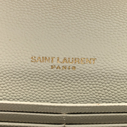 Saint Laurent Grain De Poudre Mixed Matelasse Triquilt Large Monogram Wallet Beige 6 of 8
