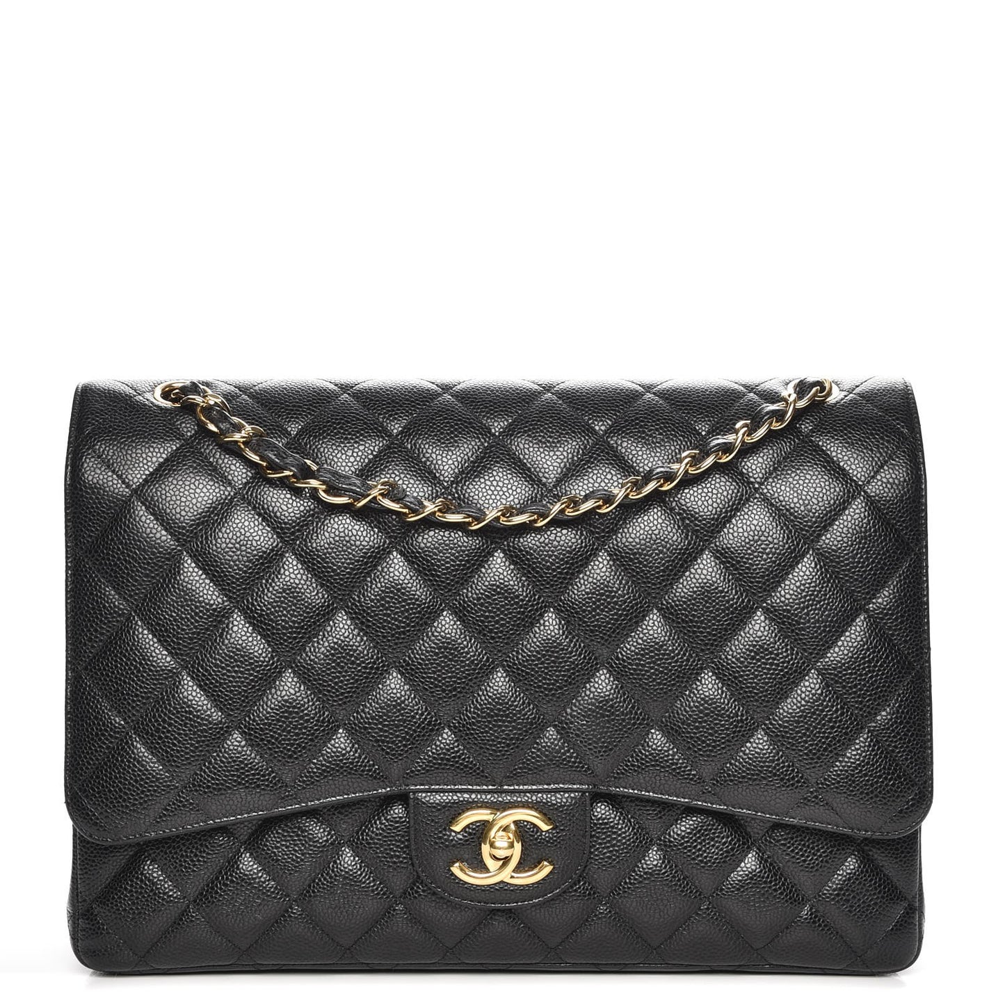 Caviar Quilted Maxi Double Flap Black