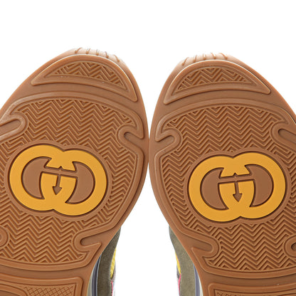 Gucci Suede Calfskin Tejus Printed Womens Ultrapace Sneakers 40 Pink Silver Oatmeal Yolk 7 of 9
