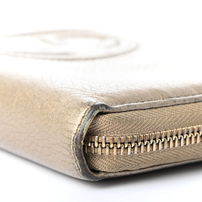 Gucci Metallic Pebbled Calfskin Soho Zip Around Wallet Golden Beige 12 of 13