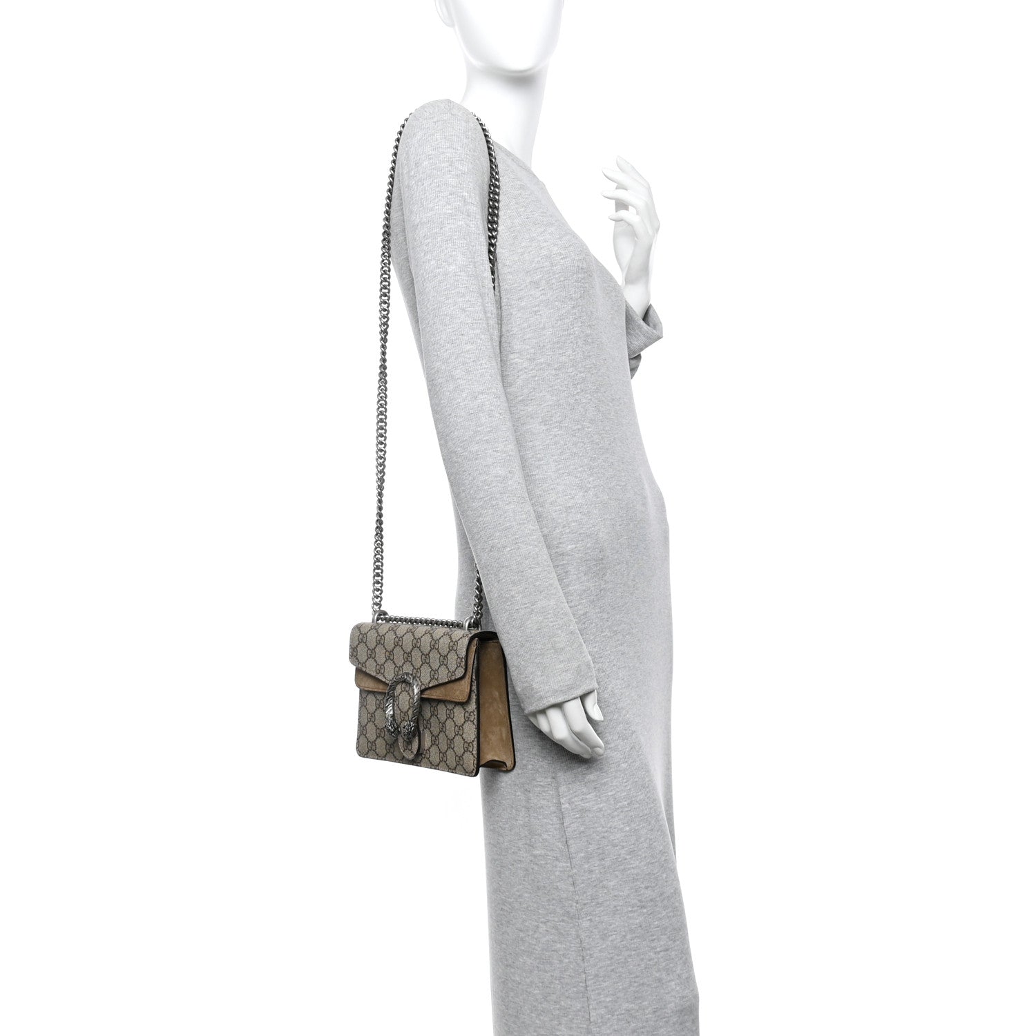 Gucci GG Supreme Monogram Mini Dionysus Shoulder Bag Taupe 2 of 14